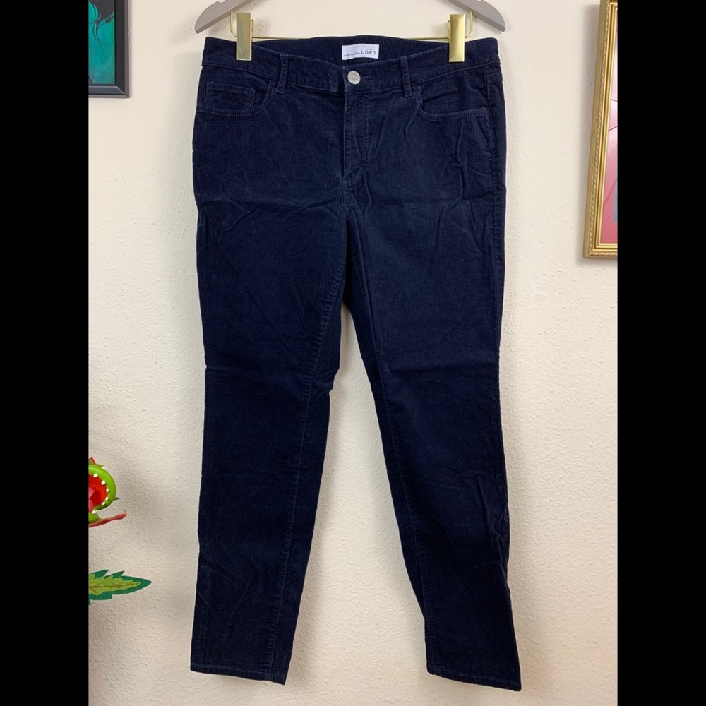 LOFT Navy Modern Skinny Corduroy Pants